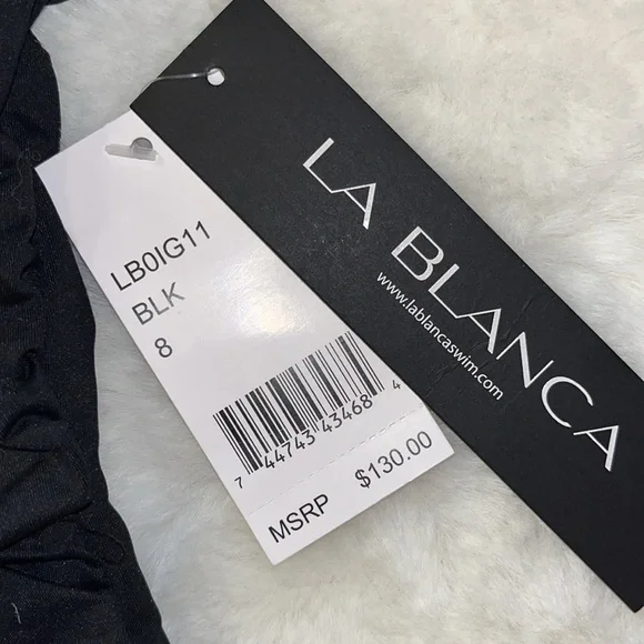 NWT La Blanca Island Goddess Black Off the Shoulder One Piece Swimsuit Size 8 - Picture 5 of 16